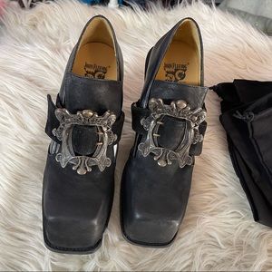 John Fluevog Stand Up Bader Buckled Platform Shoe